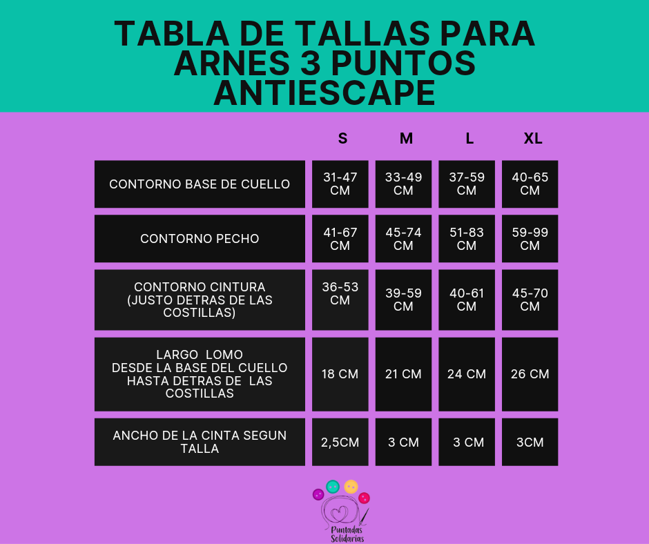 Arnes 3 puntos antiescape cubos multicolor  impermeable 