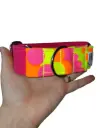 Collar martingale de 4cm rosa+flúor amarillo  círculos 