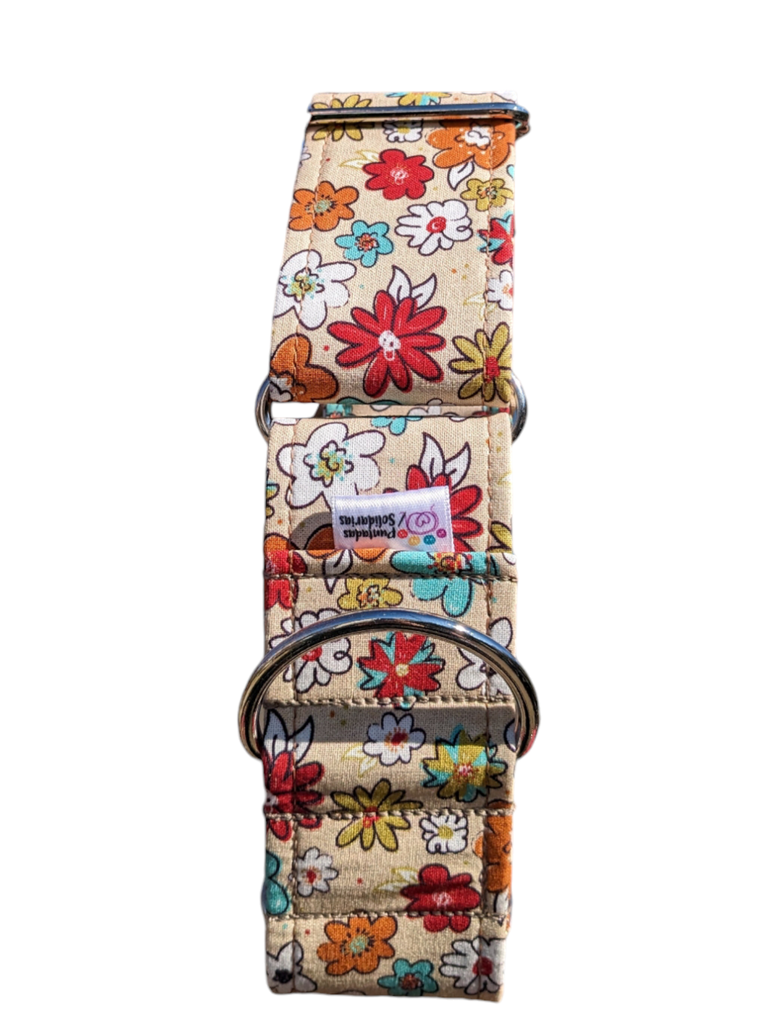 Collar martingale de 4 cm flor beige 