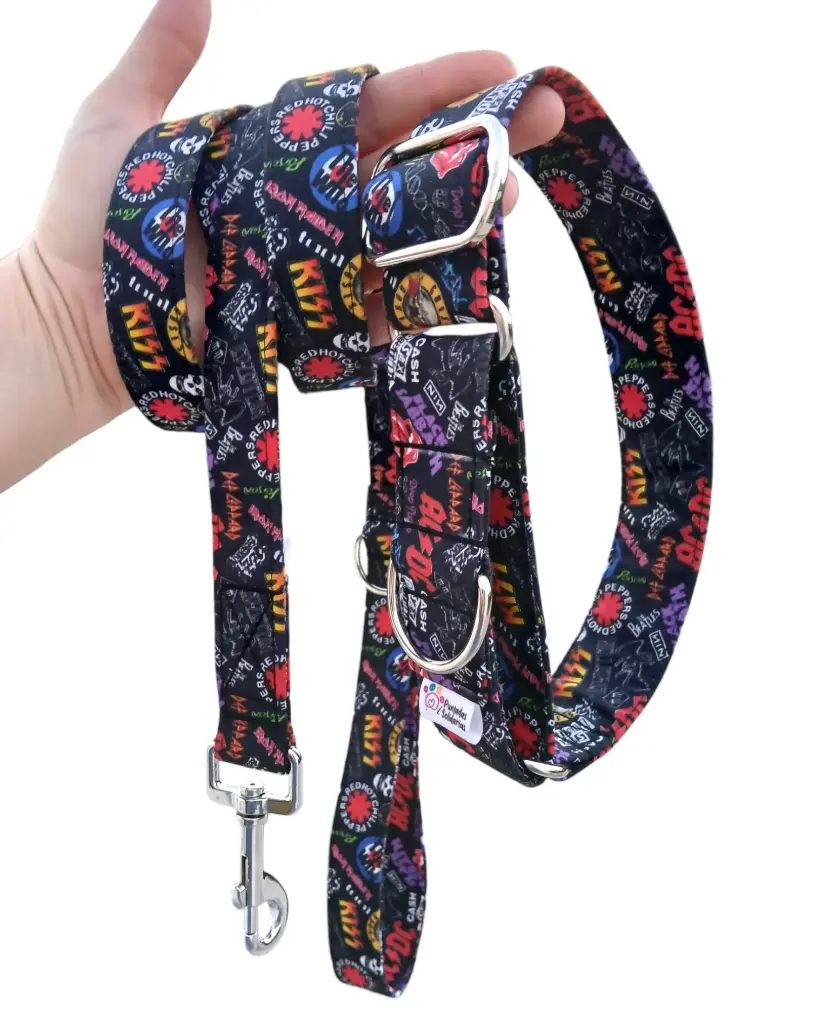 Conjunto martingale 4cm + correa de mano Leyendas del Rock 