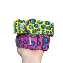 Collar 
martingale animal print (fucsia, amarillo) personalizado