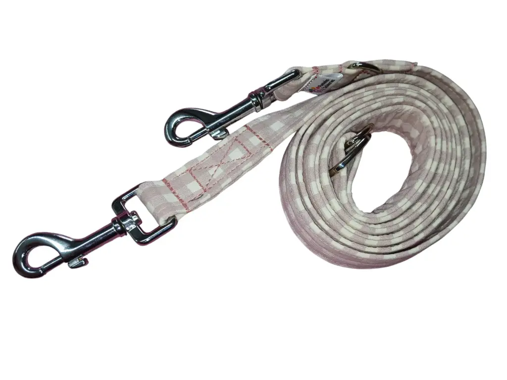 Correa multiposicion  Vichy rosa empolvado de 2,30 m