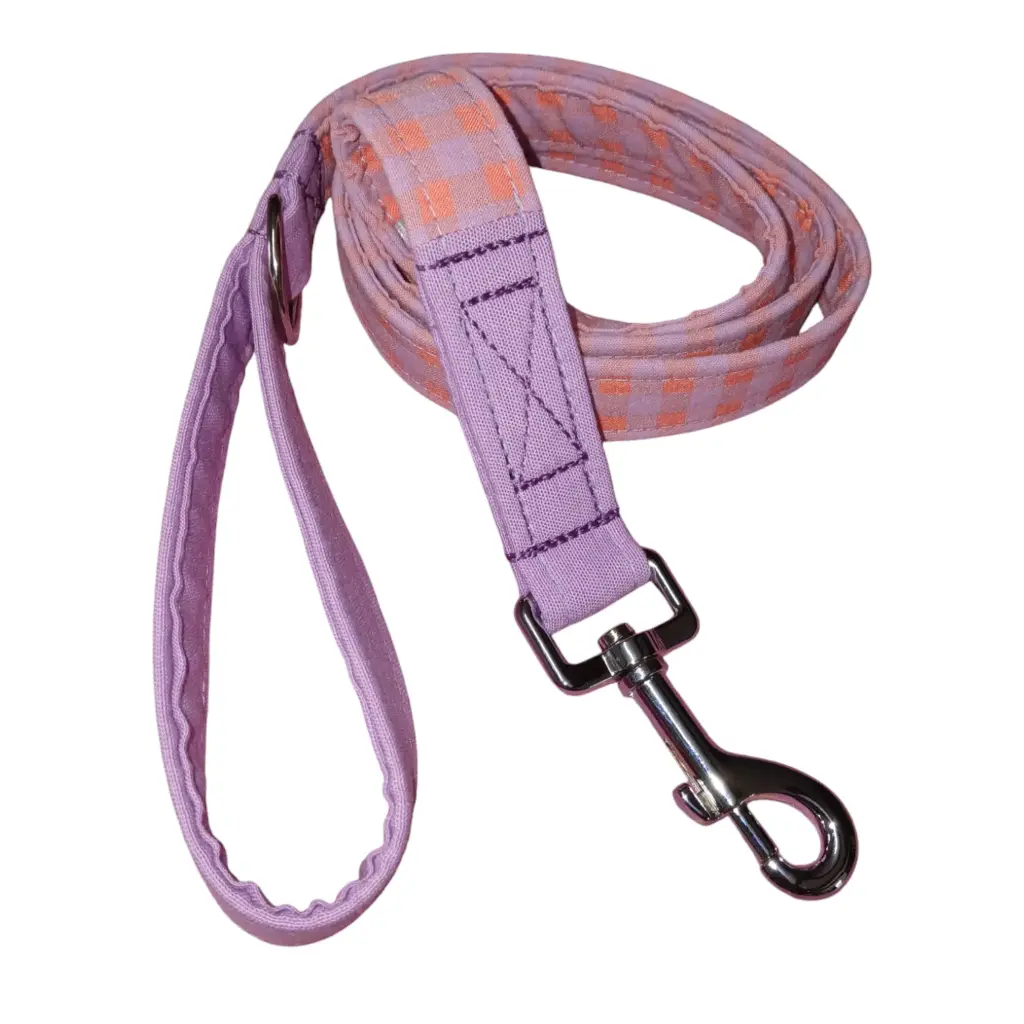 Correa de mano vichy naranja/lila  de 1,20 m