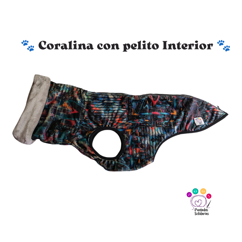Abrigo de coralina con pelito interior con cremallera 