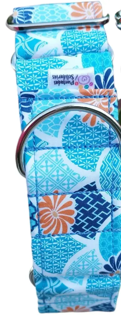 Collar 
martingale japon personalizado (4 cm, Azul, Si)